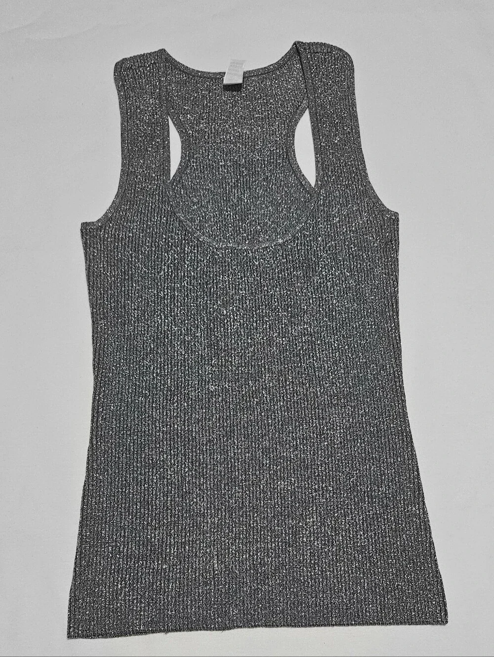 Anemone Metallic Ribbed Racerback Tank - Black - Picture 1 of 4